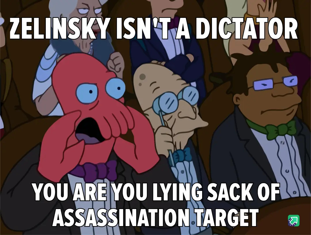 The image shows a scene from the animated show 'Futurama' with the character Zoidberg in the foreground, looking shocked…