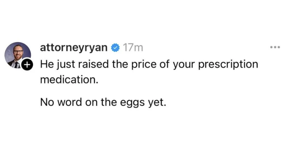 A screenshot of a Twitter post by user 'attorneyryan' with a blue verification checkmark, posted 17 minutes ago. The post…