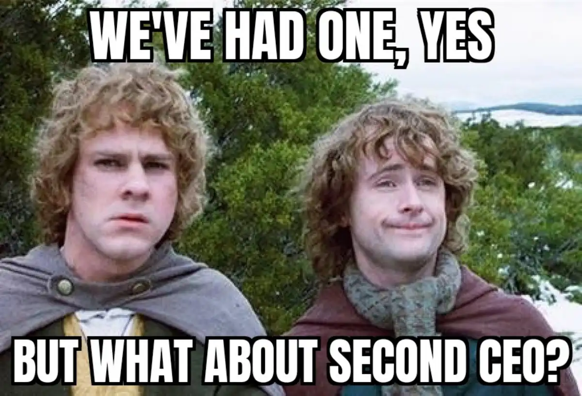 The image shows two side-by-side photos of Frodo Baggins from 'The Lord of the Rings' with contrasting expressions: the left…