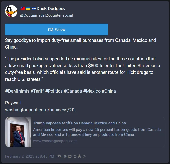 A screenshot of a social media post from a profile named 'Duck Dodgers' with a duck avatar, announcing the suspension of…