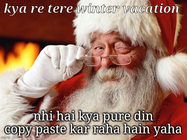 A close-up image of Santa Claus wearing his traditional red suit and white beard, adjusting his glasses with a gloved hand…