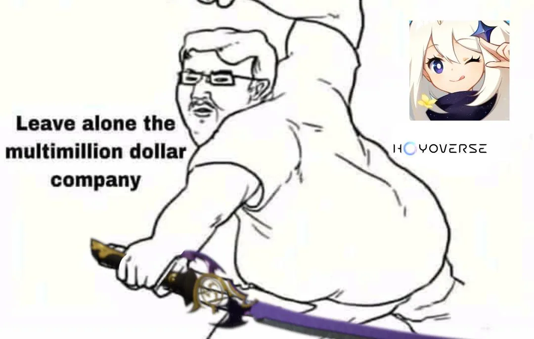 A black-and-white line drawing of a man with glasses, wearing a white shirt, holding a purple-bladed sword and lunging…