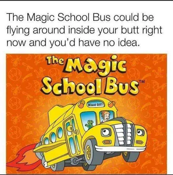 The image shows the cover art for 'The Magic School Bus' TV show, featuring a yellow school bus with a rocket engine and…