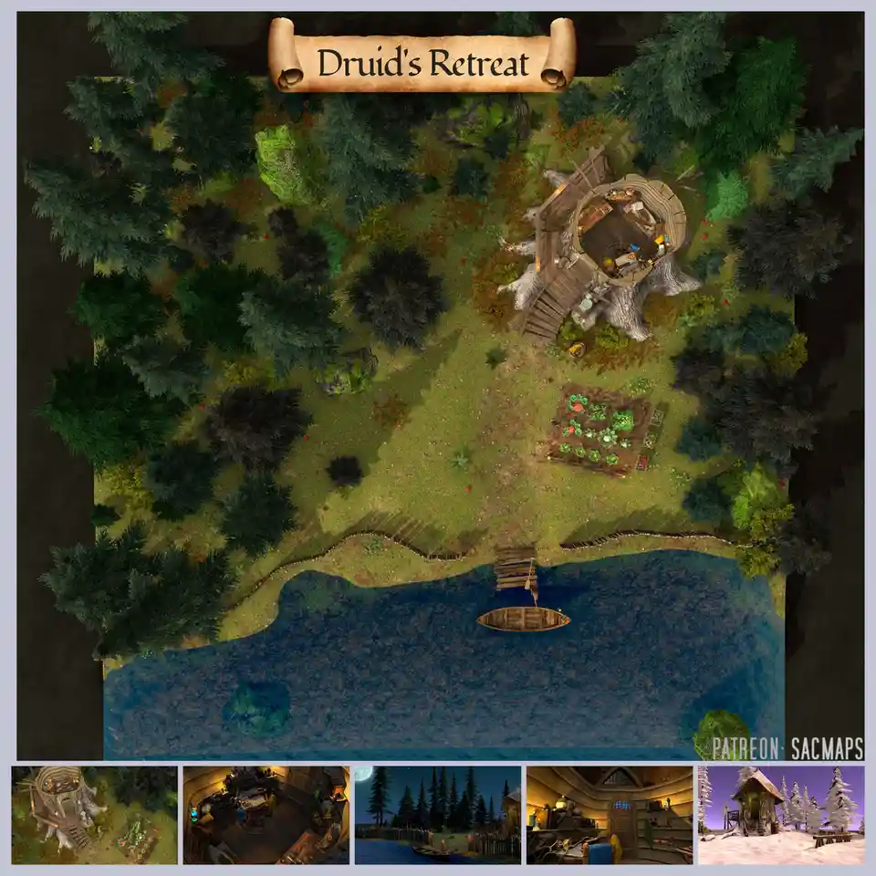 Explore Druid's Retreat: Free DnD and TTRPG Maps Await!