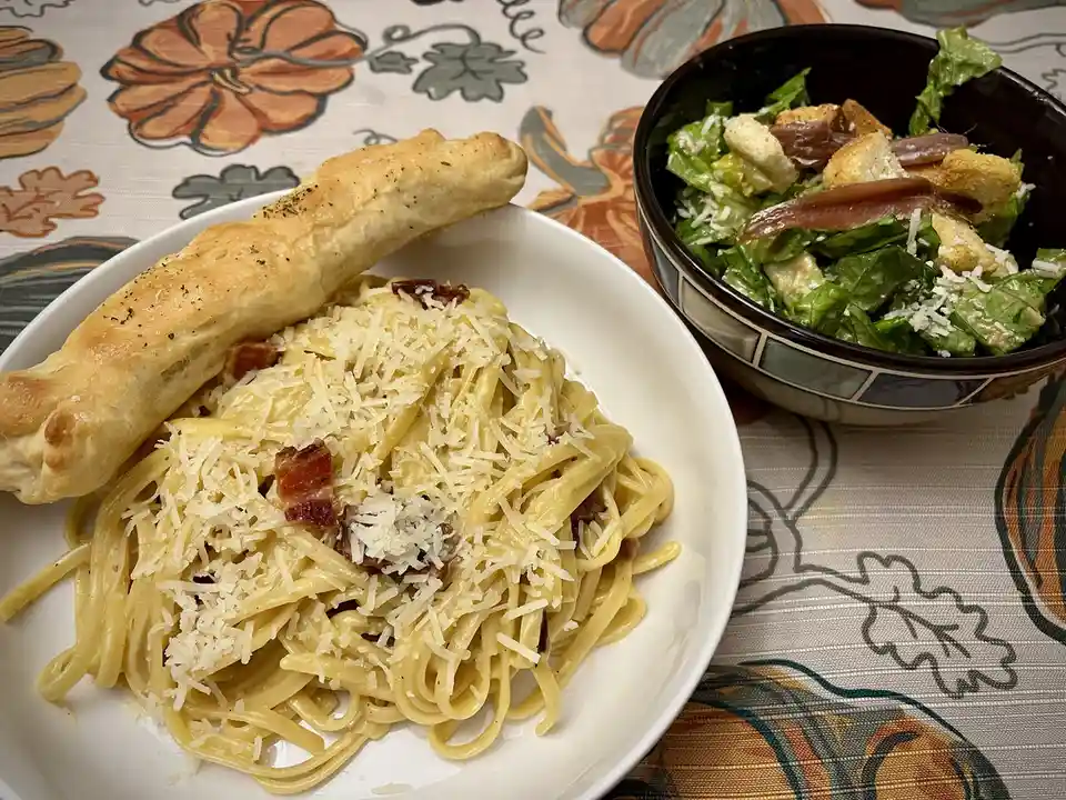 Cooking my feelings away: Carbonara is on the menu tonight.