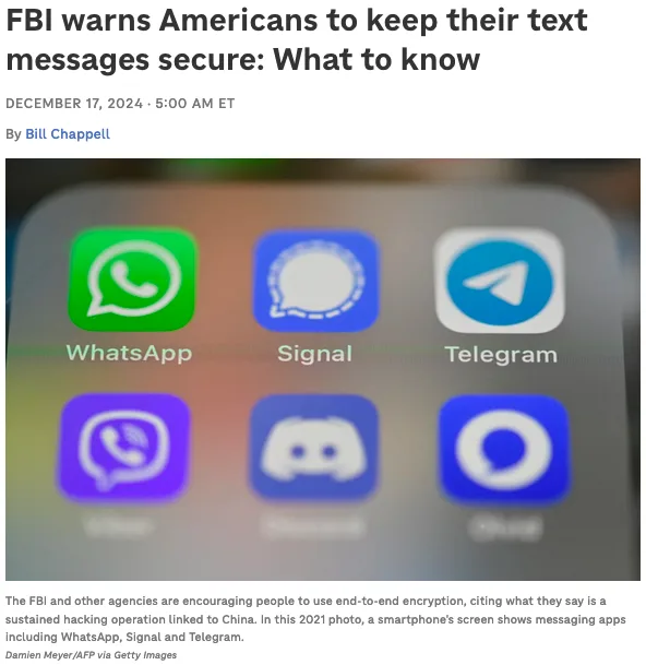 A screenshot of a smartphone displaying six messaging app icons: WhatsApp, Signal, Telegram, and three others with obscured…