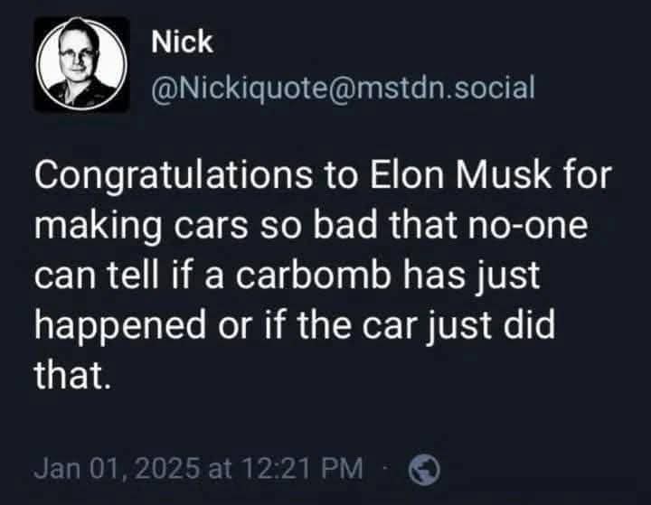 A screenshot of a social media post by a user named Nick, featuring a black-and-white circular profile picture. The post's…