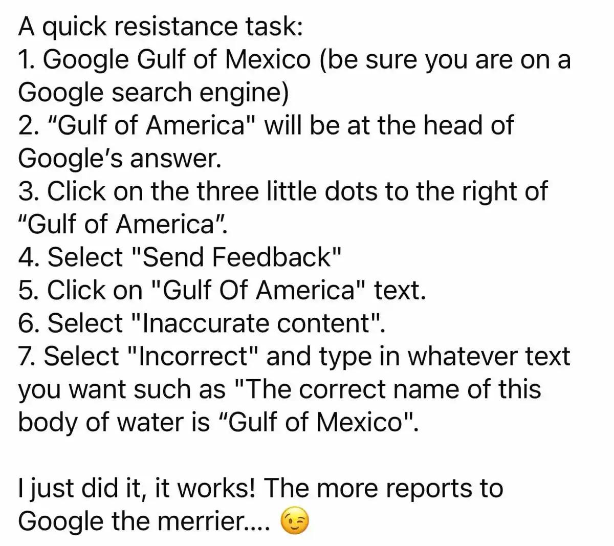 The image displays a numbered list of instructions for a 'quick resistance task' involving Google search. The task directs…