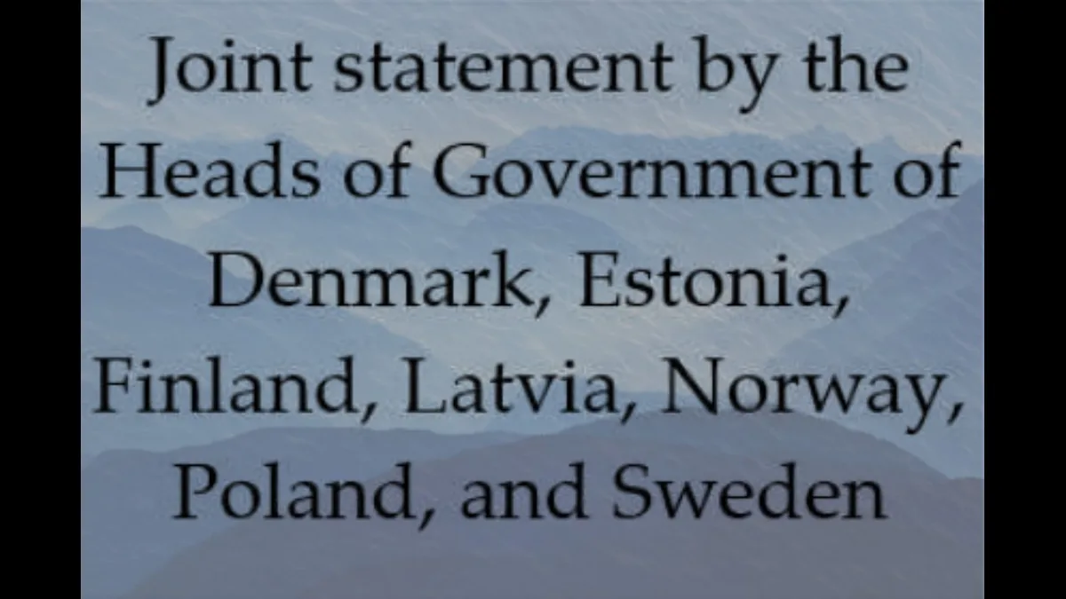 The image displays black serif text overlaid on a blurred background of mountainous terrain. The text reads 'Joint statement…