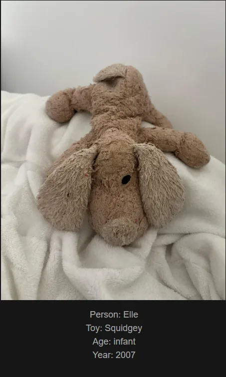 Day 783: Join Me on My Website to Celebrate Childhood Toys! Meet Squidgey!