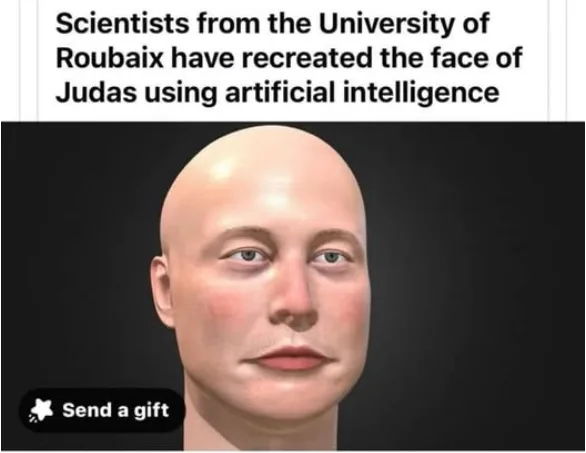 The image displays a digitally rendered, bald, Caucasian male face with a neutral expression against a plain black…