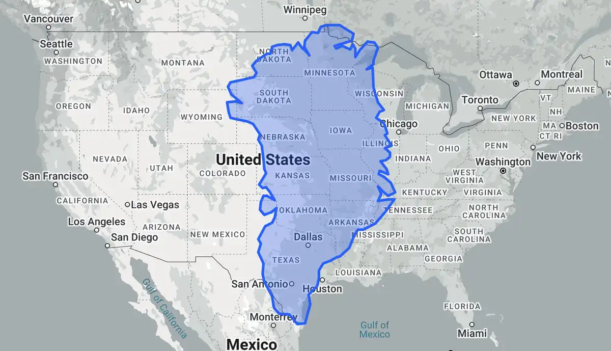 a map of the united states with a blue outline highlighting a large central region including states like minnesota, iowa…
