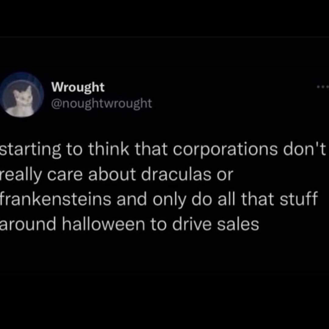 A screenshot of a tweet from user 'Wrought' (@noughtwrought) with a profile picture of a white cat. The tweet text reads…