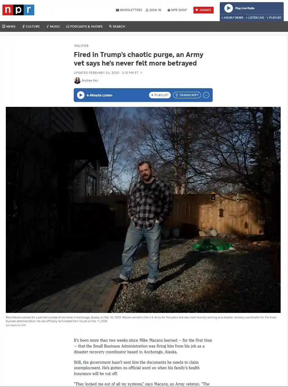 A man with a beard and plaid shirt stands in a gravel backyard with bare trees and a wooden fence behind him. The overlaid…