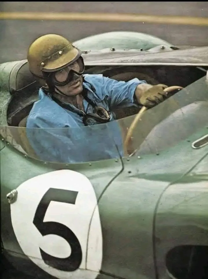 Carrol Shelby Dominating the Track in His Aston Martin DBR1 at the 1959 Le Mans