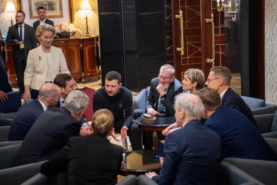 A group of world leaders, including Ukrainian President Volodymyr Zelenskyy and European Commission President Ursula von der…