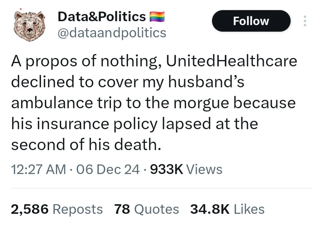 A screenshot of a tweet from the account 'Data&Politics' with a bear avatar and rainbow flag, showing a text post that…