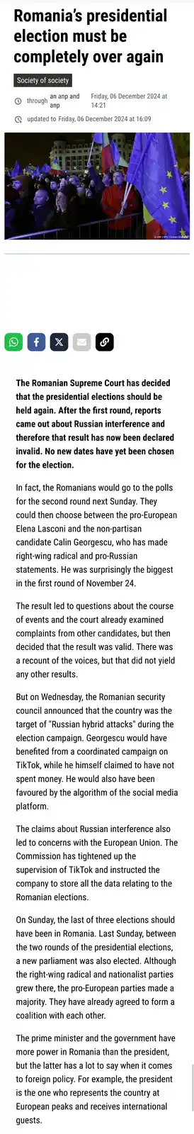 Russian Influence Casts Doubt on the Validity of Romania's Presidential Election Results