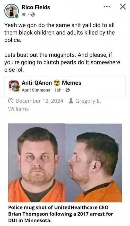 The image displays two mugshot photos of Brian Thompson, showing his front and side profile while wearing an orange…