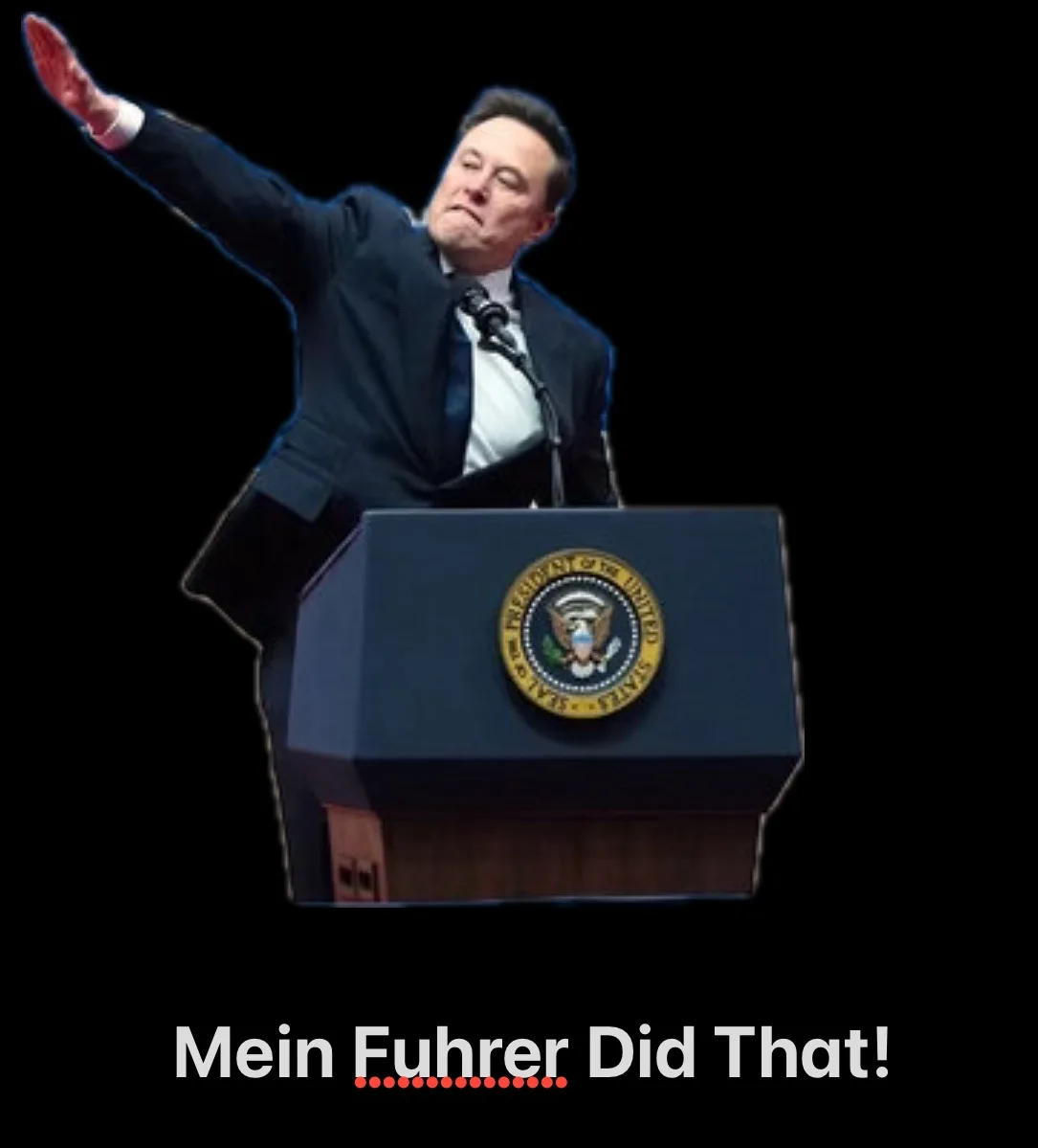 A man in a dark suit stands at a podium with the Seal of the President of the United States, raising his right arm in a…