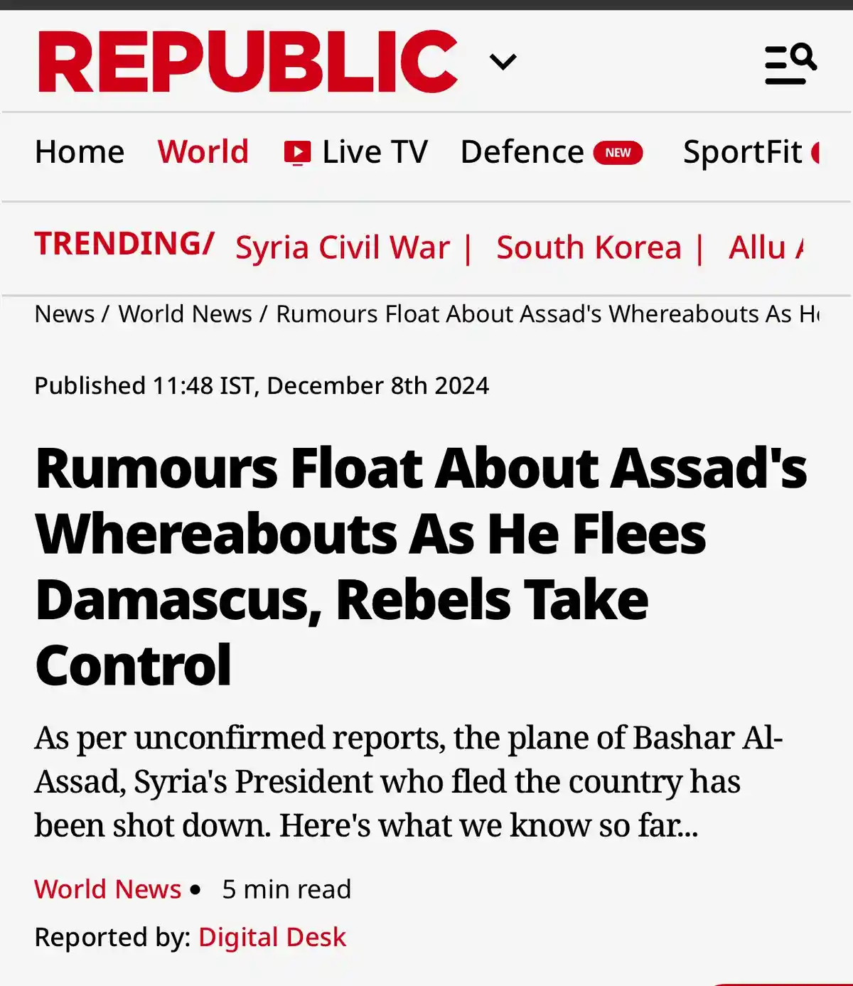 Wow, it seems like Assad might have met the same fate as Prigozhin!