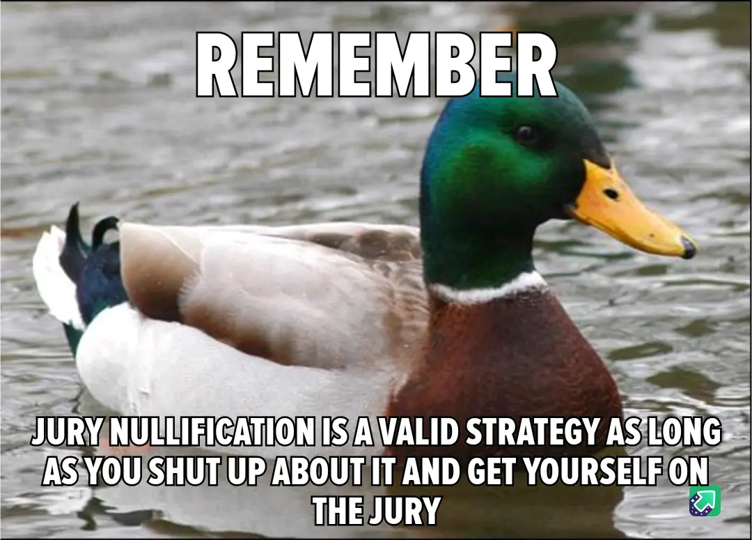 A mallard duck with a green head and yellow beak floats calmly on water, looking sideways. White bold text overlaid at the…