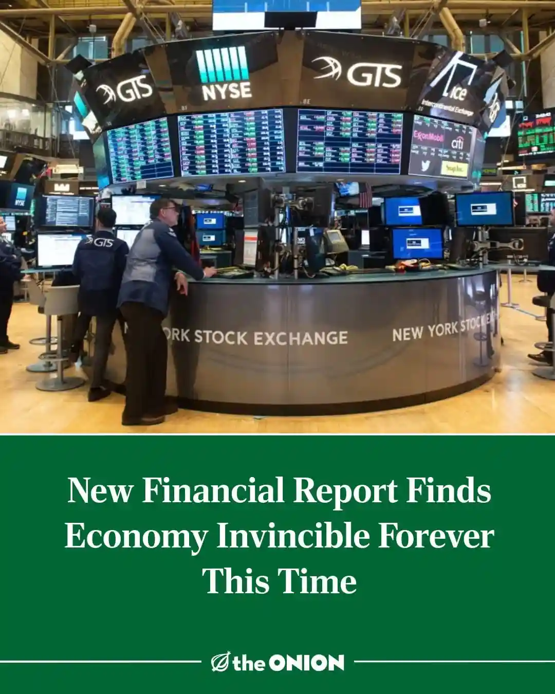 The image shows the trading floor of the New York Stock Exchange with traders and multiple screens displaying stock data. A…
