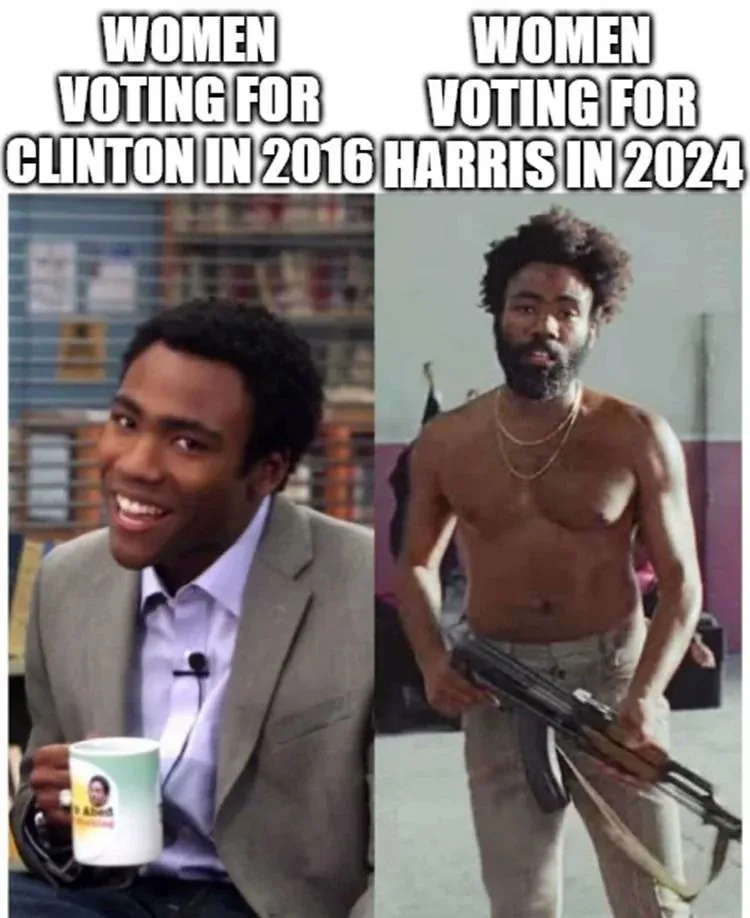 The image is split into two panels. Left: A man in a suit smiling while holding a mug with a photo of Barack Obama. Right…