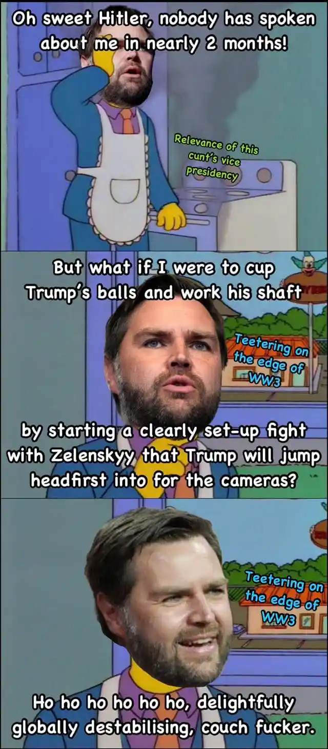 A three-panel meme featuring a man's face superimposed onto the body of a cartoon character from 'The Simpsons'. The first…