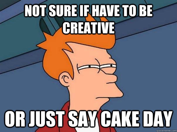 The image shows the animated character Fry from Futurama, looking sideways with a confused expression. White bold text is…