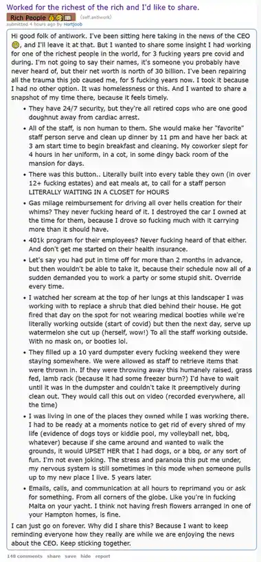 The Reality of Working for the Wealthy