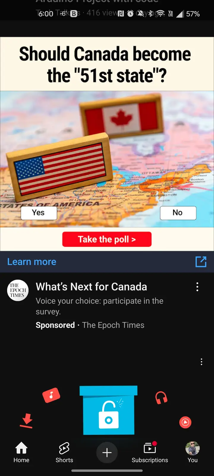 An image shows miniature wooden flag blocks of the United States and Canada placed on a map of North America, with a poll…
