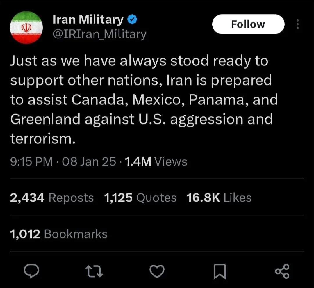 A screenshot of a tweet from the verified Twitter account 'Iran Military' (@IRIran_Military) with a profile picture…