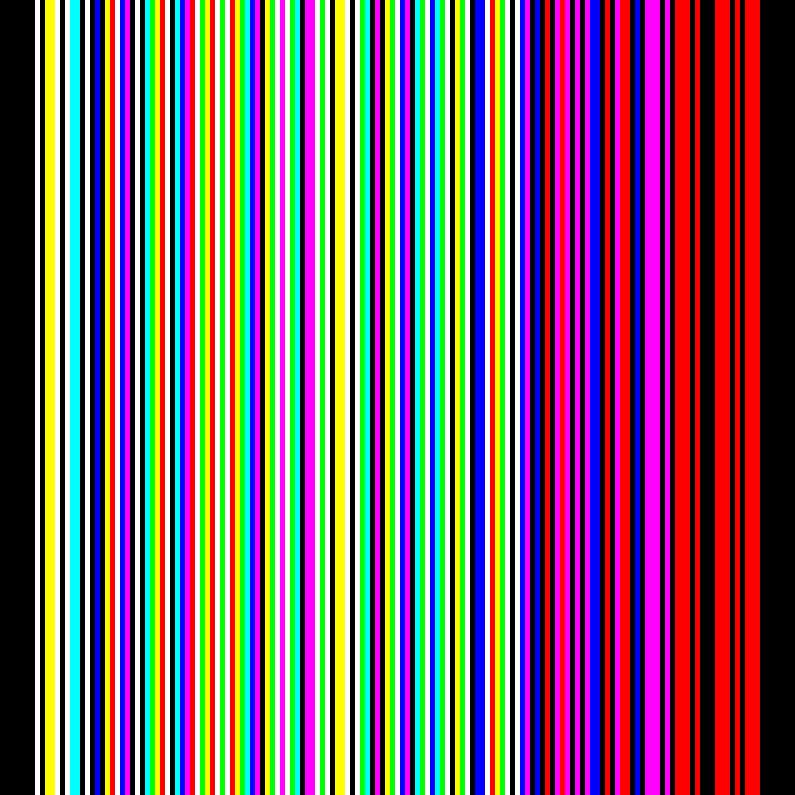 The image displays a pattern of vertical stripes in various bright colors including red, blue, green, yellow, and black, set…