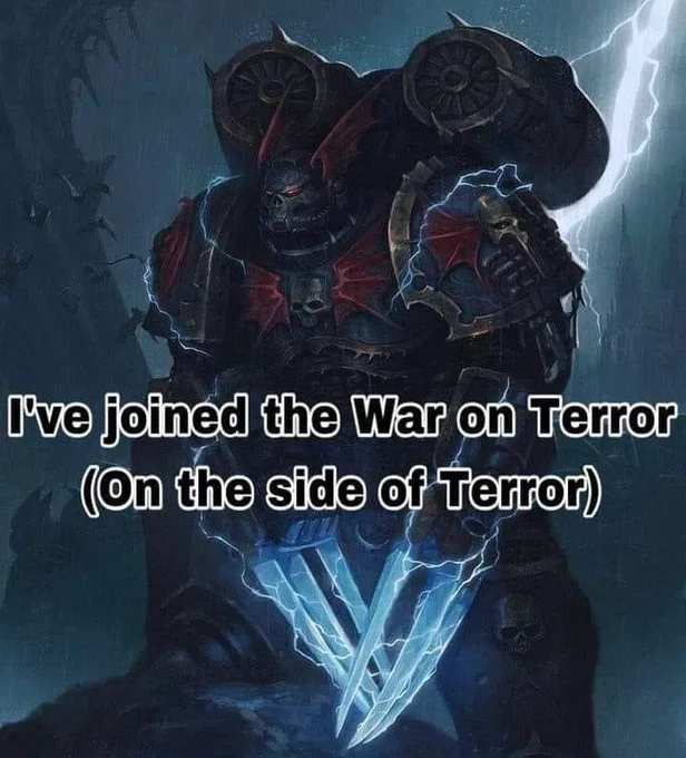 A dark, armored warrior with glowing blue lightning effects and skull motifs stands menacingly in a stormy, ominous setting…