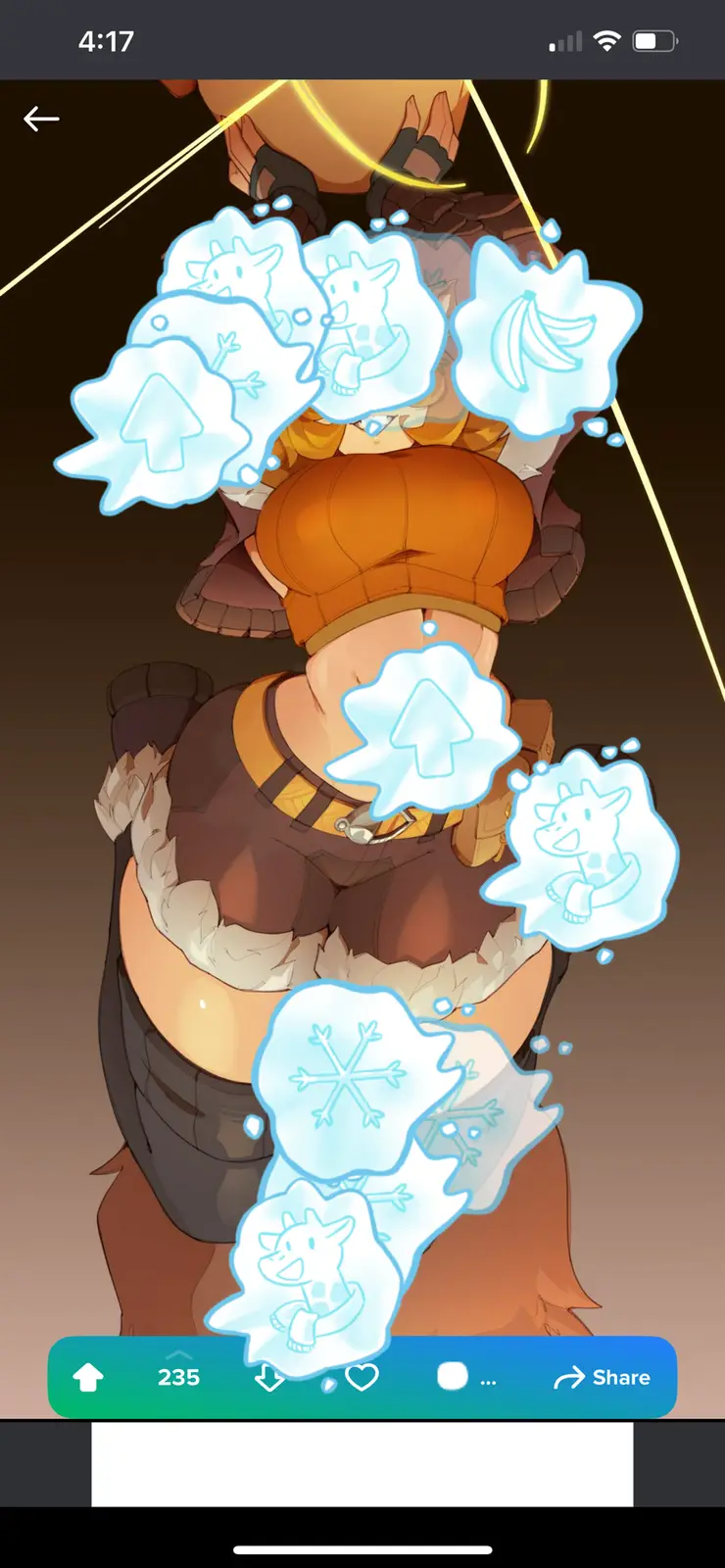 An anime-style illustration shows a character from behind, with multiple translucent ice bubbles floating around them. The…