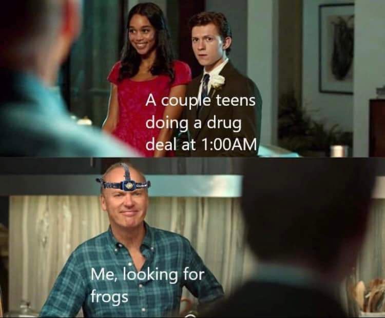 The top panel shows a young couple smiling at someone off-camera, with text overlay reading 'A couple teens doing a drug…