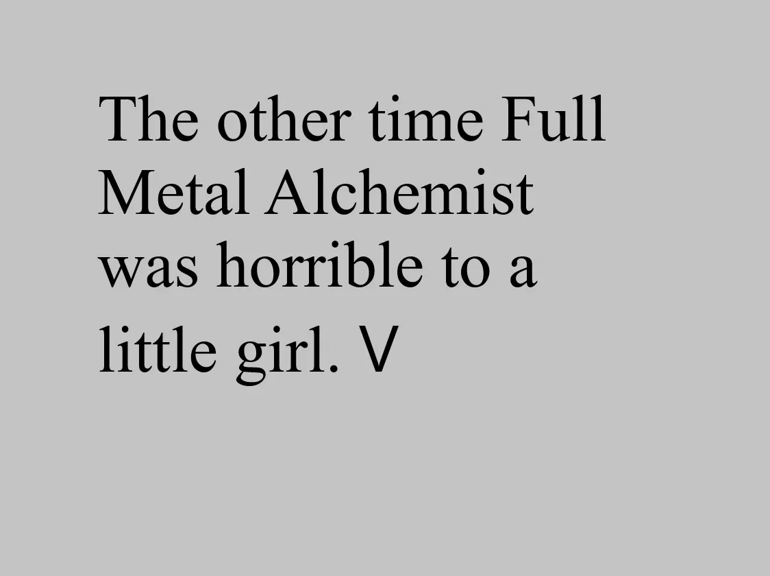 The image displays black serif text centered on a solid light gray background. The text reads 'The other time Full Metal…
