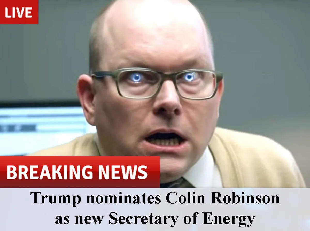 A man with glasses and a beige sweater has a shocked expression, with glowing blue eyes, overlaid with a 'LIVE' banner and a…