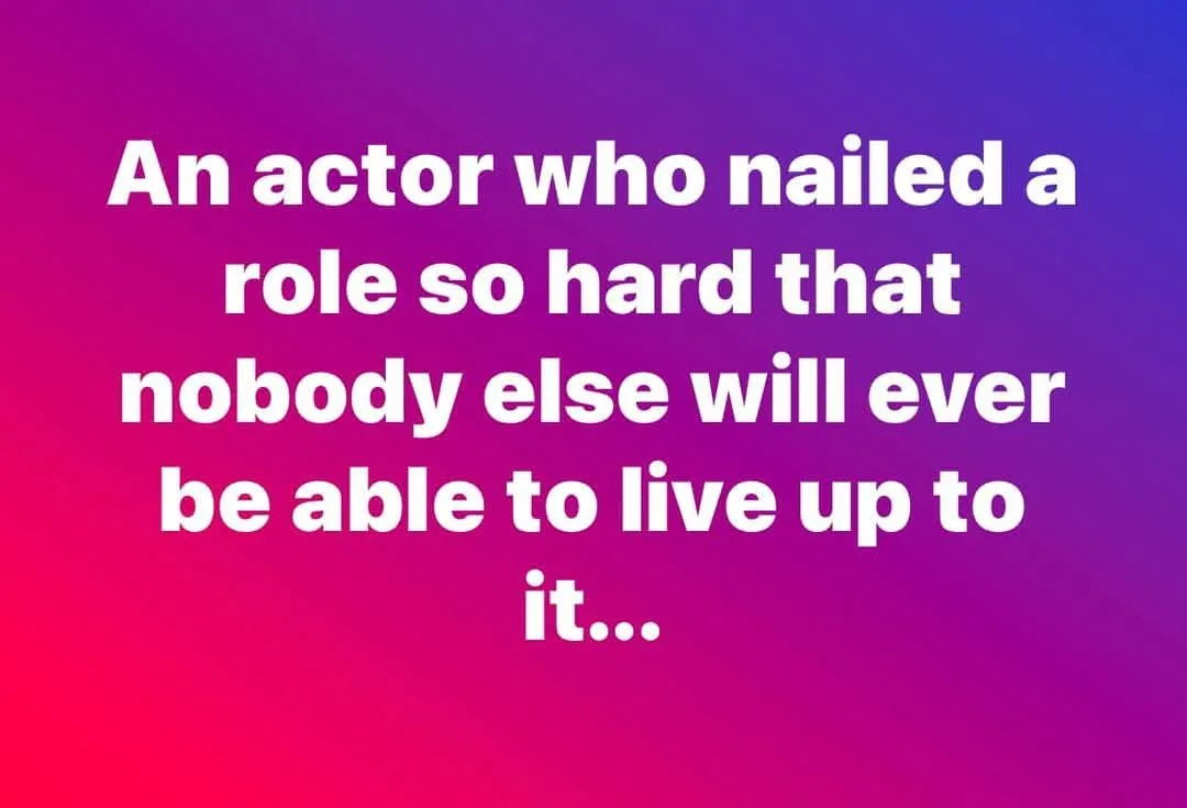 A gradient background transitioning from pink to purple with white text centered that reads: 'An actor who nailed a role so…
