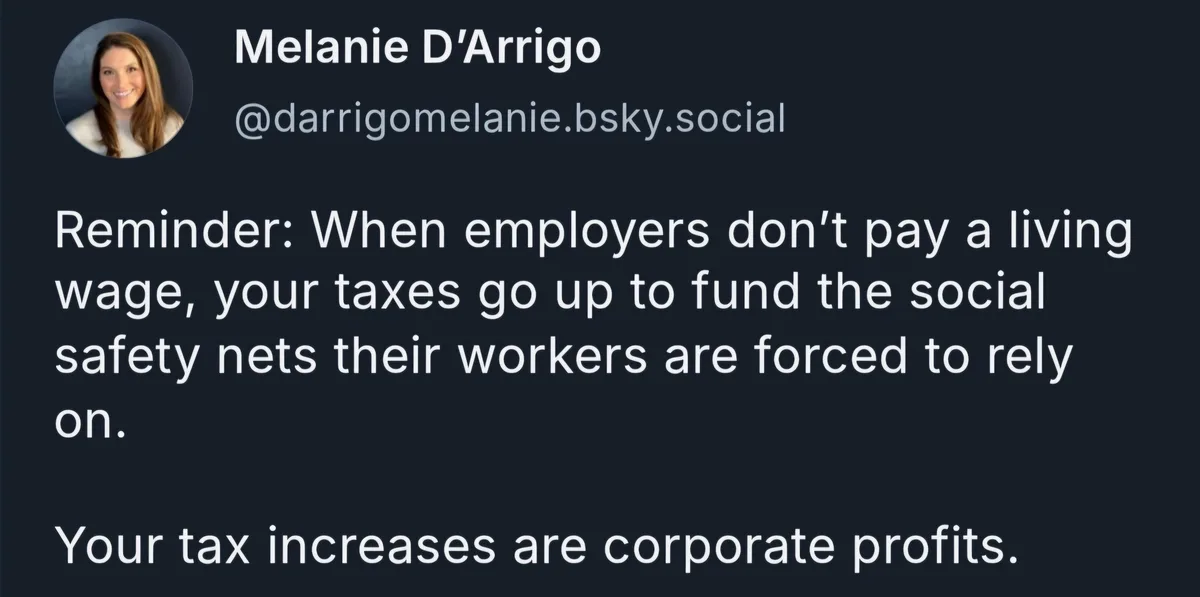 A screenshot of a social media post by Melanie D'Arrigo, showing her profile picture and handle. The post's text explains…