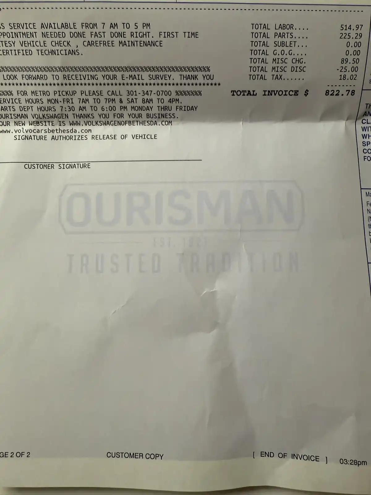 The Volvo 40k Service Bill Saga Continues