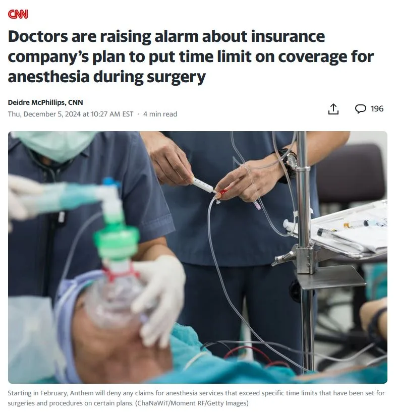A CNN news article screenshot shows a surgical scene with medical staff administering anesthesia to a patient. The headline…