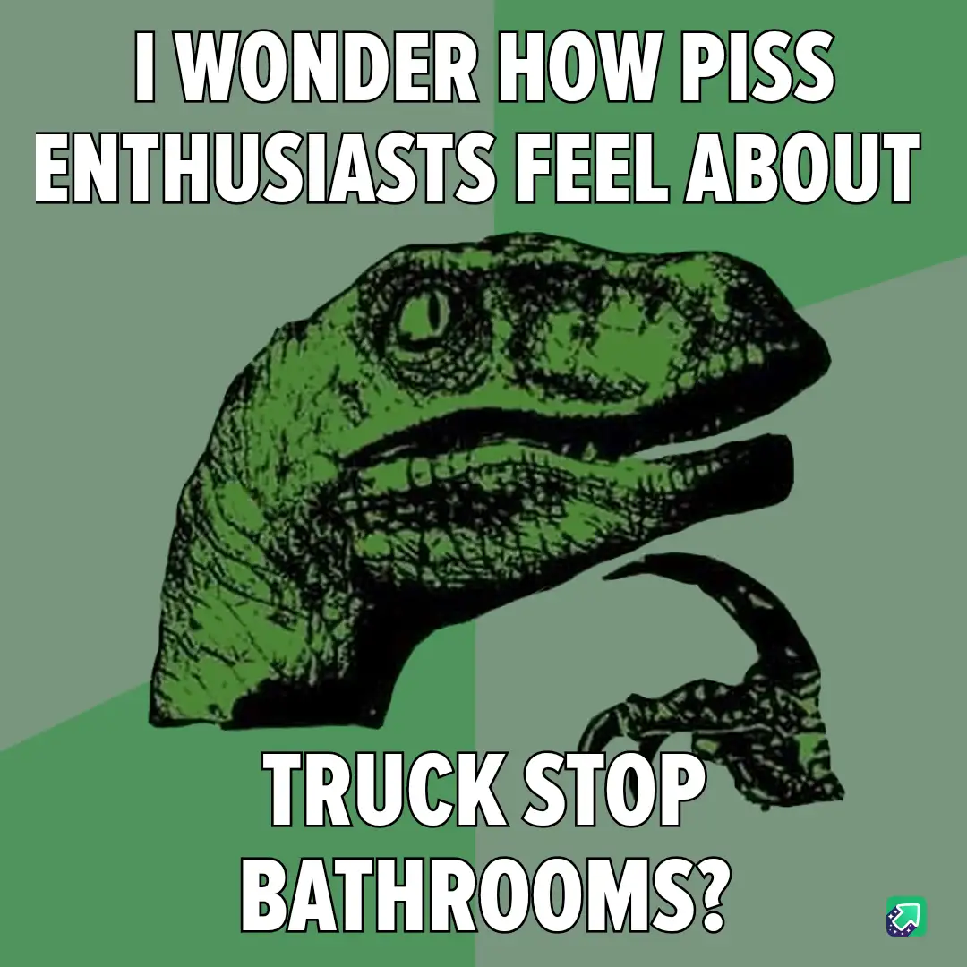 The image features the iconic green 'Philosoraptor' dinosaur meme template, with the creature's head tilted thoughtfully…