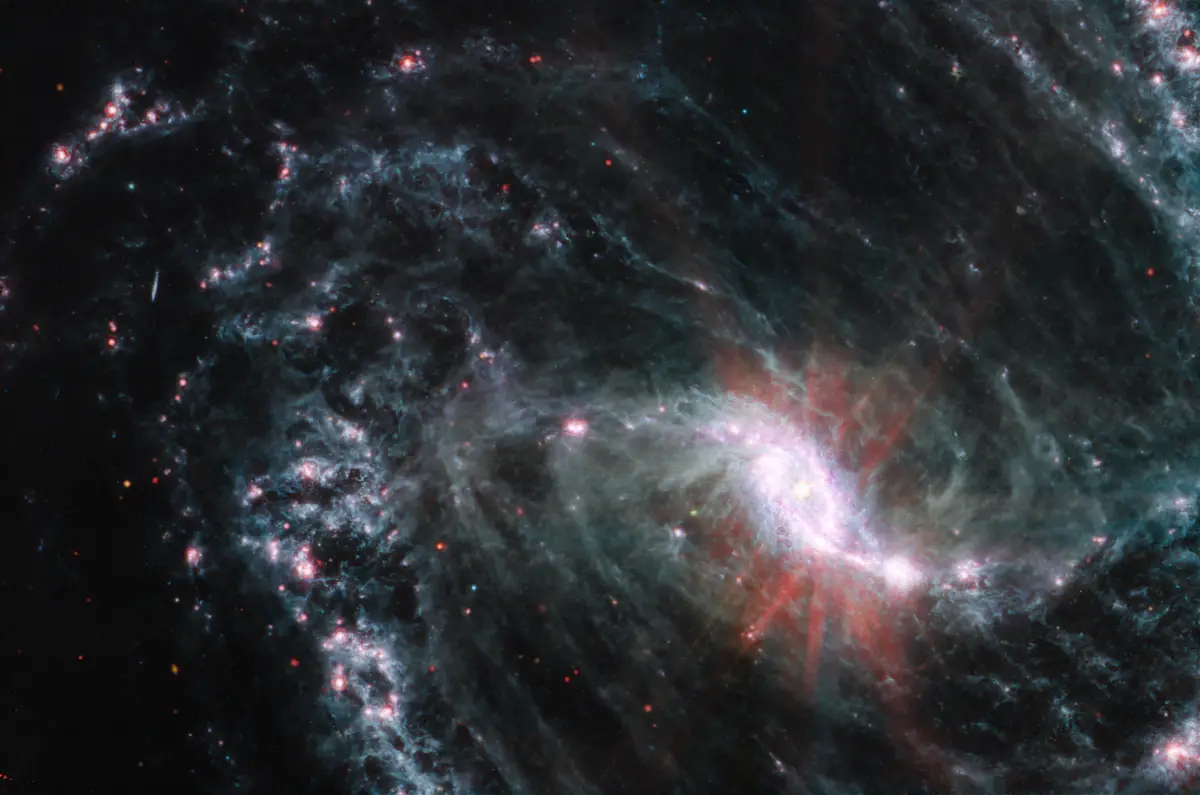 Stunning View of Barred Spiral Galaxy NGC 1365 Captured by Webb