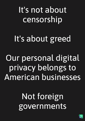 A black background with white text in a centered, stacked layout. The text reads: 'It's not about censorship', 'It's about…