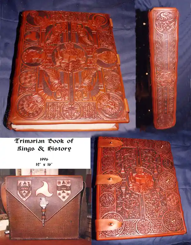 A hand-tooled leather Book of Kings I created for the Kingdom of Trimaris many years ago