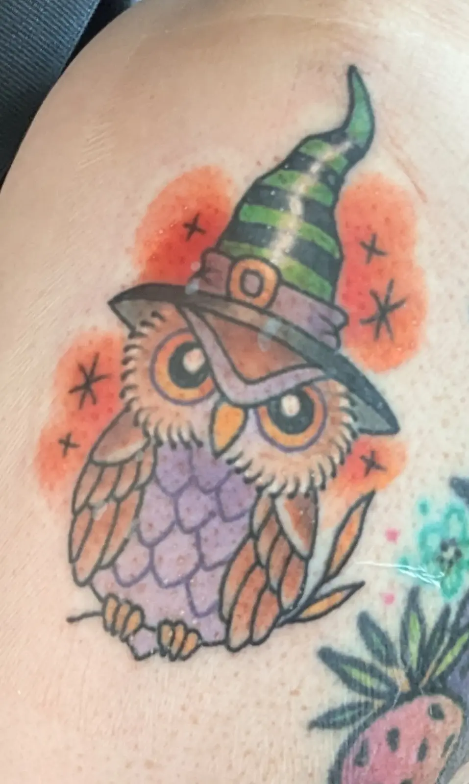 Adorable Lil Owl Witch Tattoo Design!