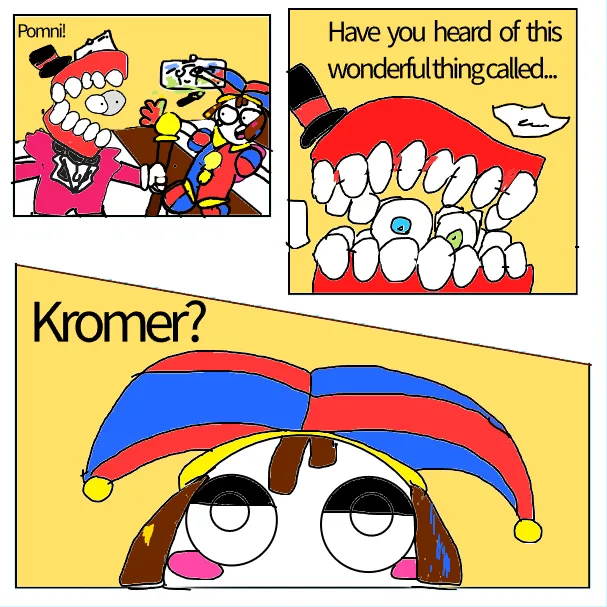 A three-panel comic strip featuring cartoon characters. In the first panel, a character in a red suit and top hat exclaims…
