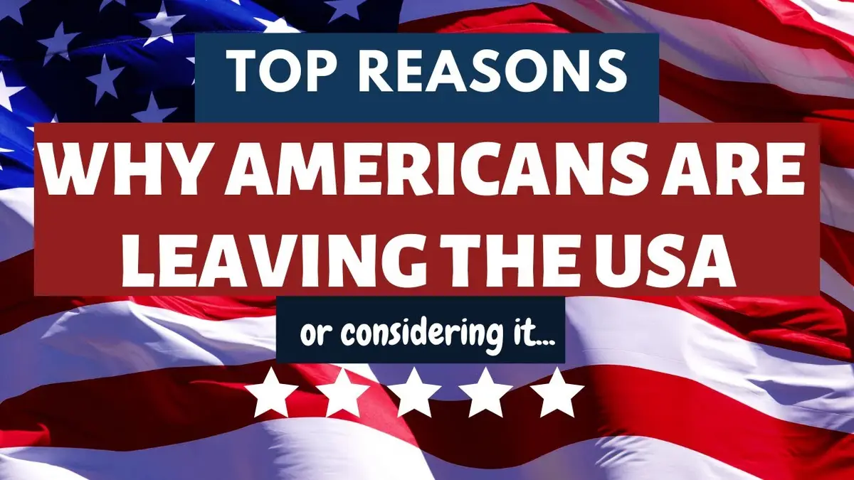 An American flag serves as the background for bold white text in dark blue and red boxes. The text reads 'TOP REASONS WHY…